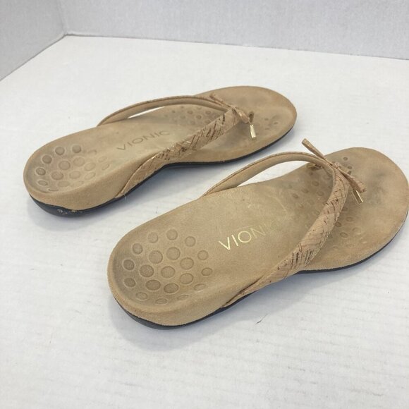 Vionic Cork Thong Sandals Womens Size 5 Comfort Bow Flip Flops Casual Summer - Picture 6 of 10